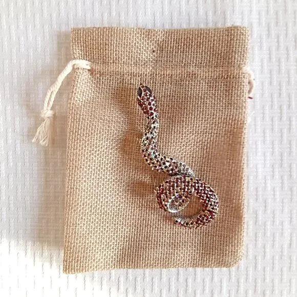 Brown Rhinestone Snake Pin Broach - Picture 4 of 4